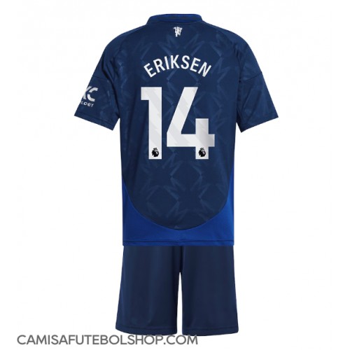 Camisa de time de futebol Manchester United Christian Eriksen #14 Replicas 2º Equipamento Infantil 2024-25 Manga Curta (+ Calças curtas)